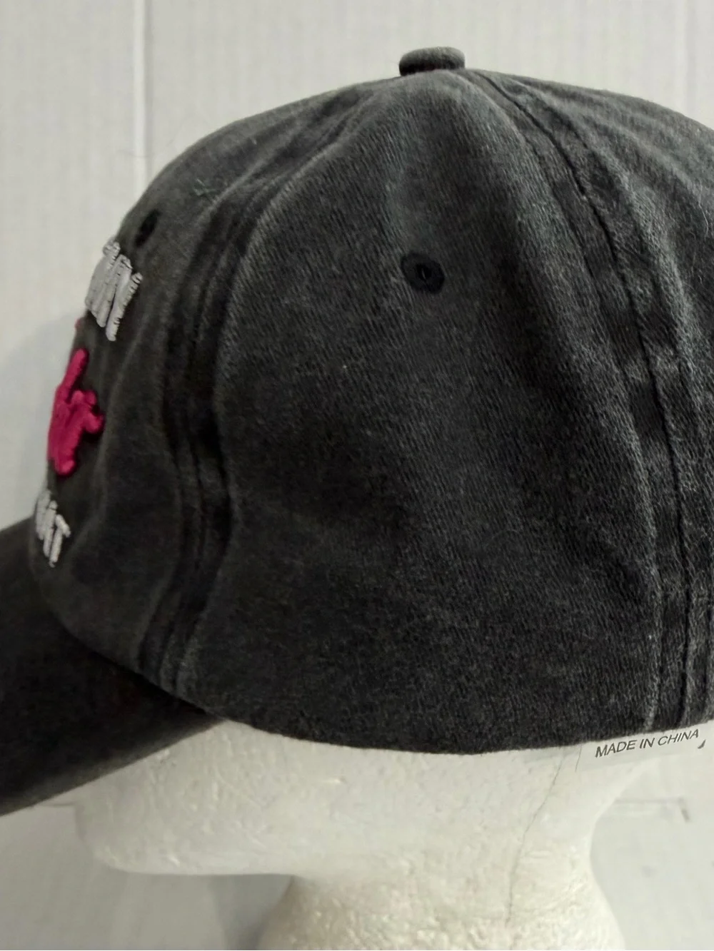Black Baseball Cap with Pink Ribbon 